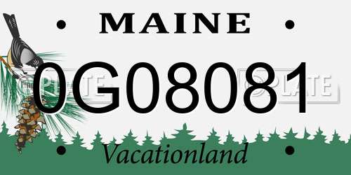 0G08081 Maine License Plate