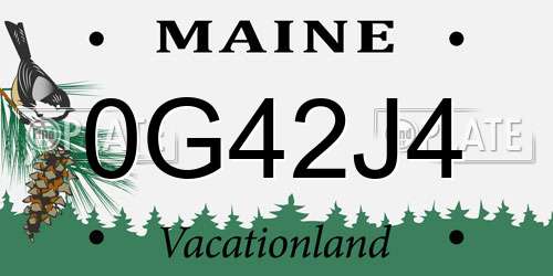 0G42J4 Maine License Plate