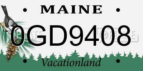 0GD9408 Maine License Plate