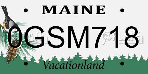 0GSM718 Maine License Plate