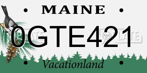 0GTE421 Maine License Plate