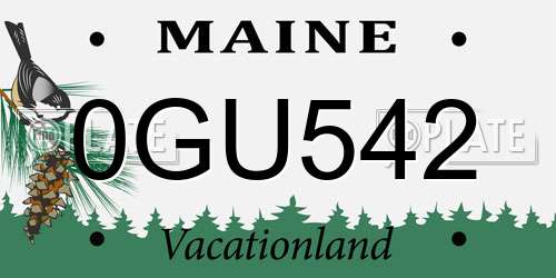 0GU542 Maine License Plate