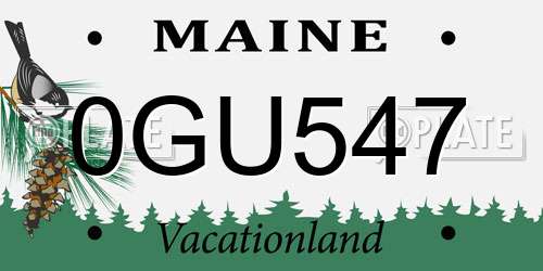 0GU547 Maine License Plate