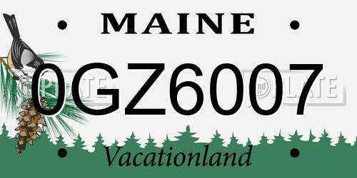 0GZ6007 Maine License Plate