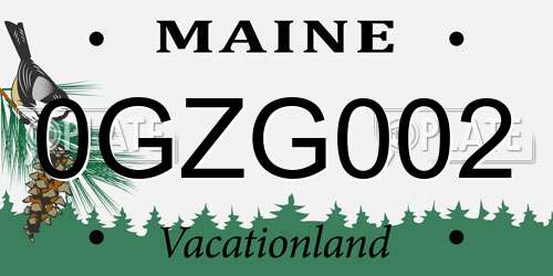 0GZG002 Maine License Plate