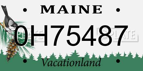 0H75487 Maine License Plate