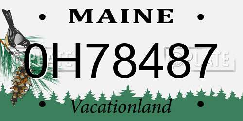 0H78487 Maine License Plate