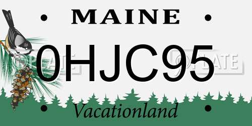 0HJC95 Maine License Plate