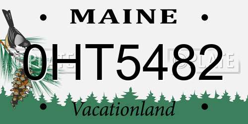 0HT5482 Maine License Plate