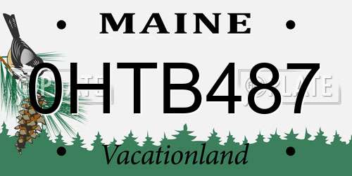 0HTB487 Maine License Plate
