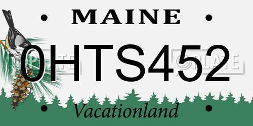 0HTS452 Maine License Plate