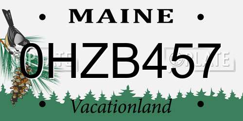 0HZB457 Maine License Plate