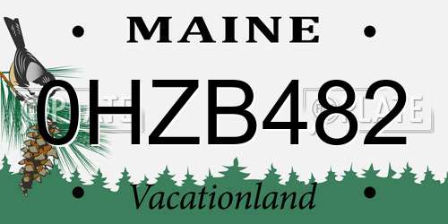 0HZB482 Maine License Plate