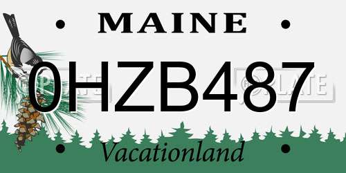 0HZB487 Maine License Plate