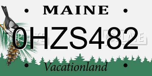 0HZS482 Maine License Plate