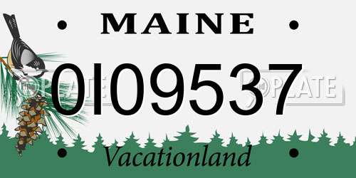 0I09537 Maine License Plate