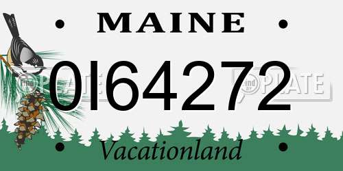 0I64272 Maine License Plate