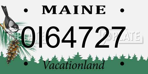 0I64727 Maine License Plate