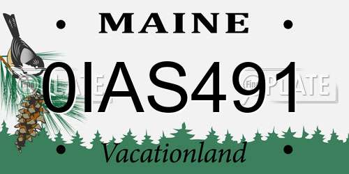 0IAS491 Maine License Plate
