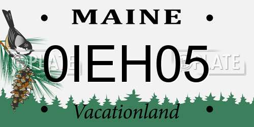 0IEH05 Maine License Plate
