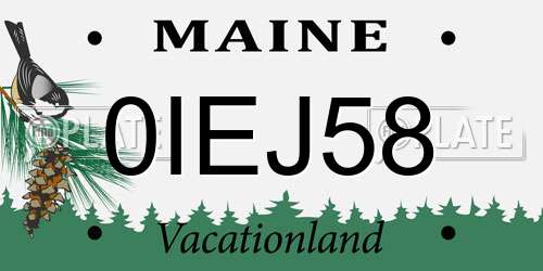 0IEJ58 Maine License Plate