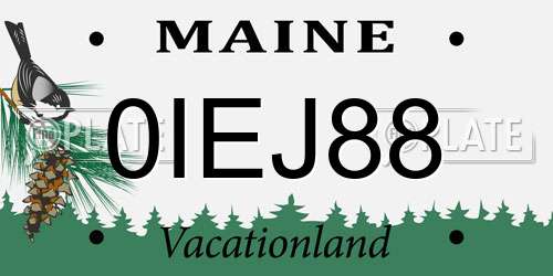 0IEJ88 Maine License Plate