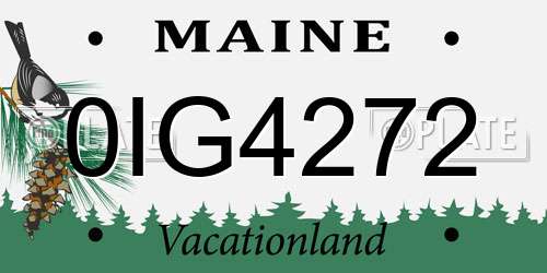 0IG4272 Maine License Plate