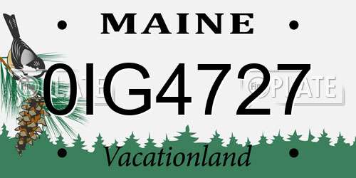 0IG4727 Maine License Plate