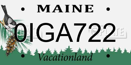 0IGA722 Maine License Plate