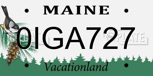 0IGA727 Maine License Plate