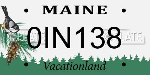 0IN138 Maine License Plate