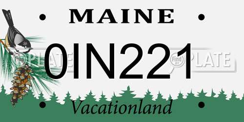 0IN221 Maine License Plate