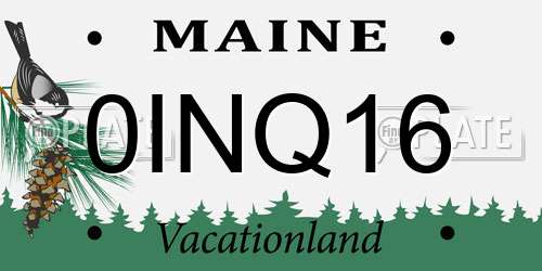 0INQ16 Maine License Plate