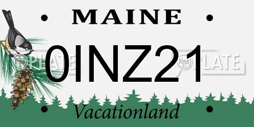 0INZ21 Maine License Plate