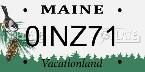 0INZ71 Maine License Plate