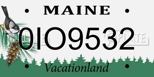 0IO9532 Maine License Plate