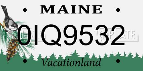 0IQ9532 Maine License Plate