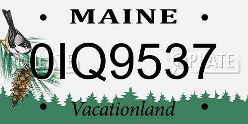 0IQ9537 Maine License Plate