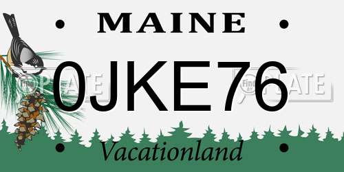 0JKE76 Maine License Plate