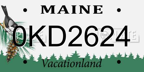 0KD2624 Maine License Plate