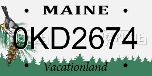 0KD2674 Maine License Plate