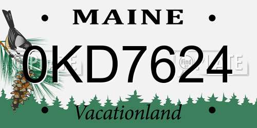 0KD7624 Maine License Plate