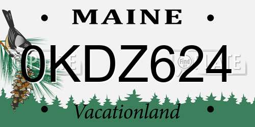 0KDZ624 Maine License Plate