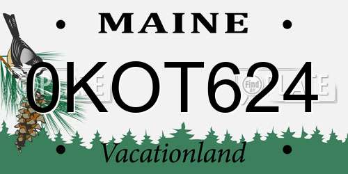 0KOT624 Maine License Plate