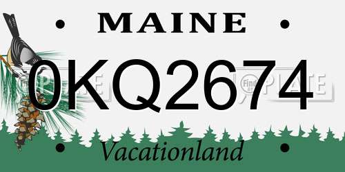 0KQ2674 Maine License Plate