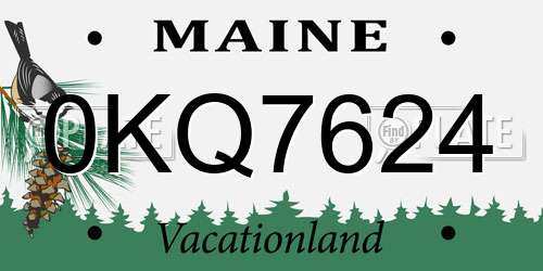 0KQ7624 Maine License Plate