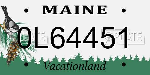 0L64451 Maine License Plate