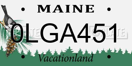0LGA451 Maine License Plate