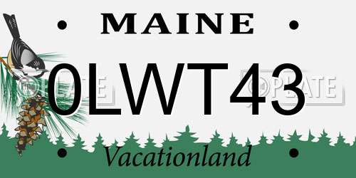 0LWT43 Maine License Plate