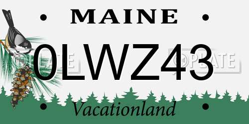 0LWZ43 Maine License Plate